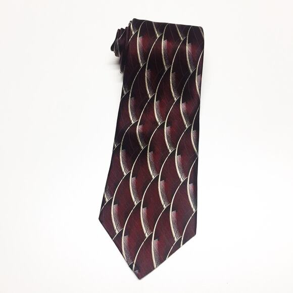 Stafford Men's Neck Tie 100% Silk Tie Burgundy and Grey Silk Tie - Picture 1 of 6